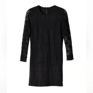 Isabel Marant Pour H&M Gatsby Embroidered Long Sleeve Black Shift dress